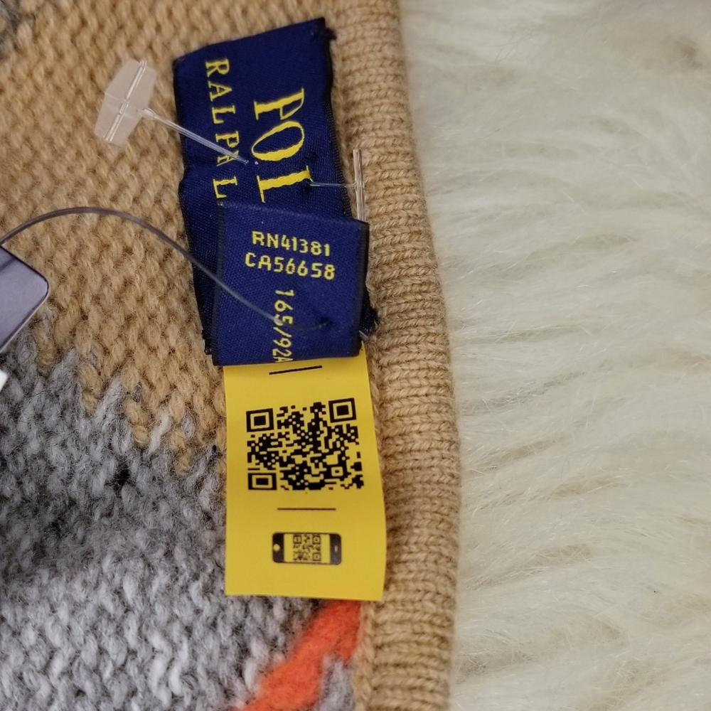 POLO RALPH LAUREN Argyle Knit Cashmere Wool Crop Ekose Camel Brown Top - Picture 10 of 11